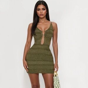 Olive Green Knit Mini Dress